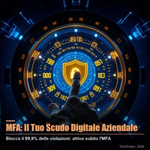 Autenticazione multi-fattore PMI: schermata di login con verifica MFA su smartphone aziendale