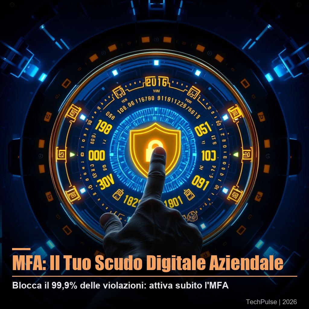Autenticazione multi-fattore PMI: schermata di login con verifica MFA su smartphone aziendale
