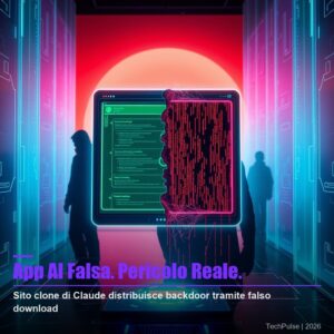 Sito falso Claude AI malware Beagle: schermata di un clone malevolo che distribuisce malware tramite falsi download
