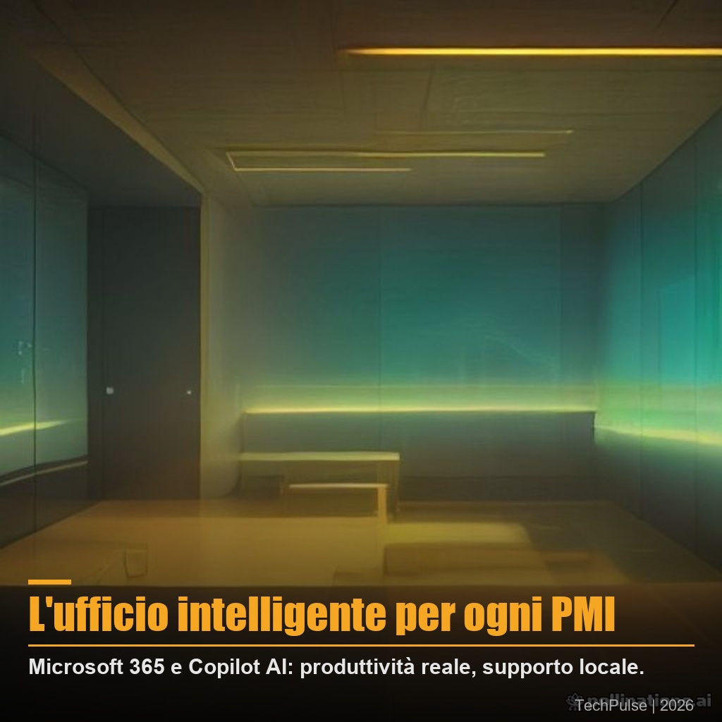 Microsoft 365 PMI Arezzo Toscana – dashboard Copilot AI su laptop in ufficio